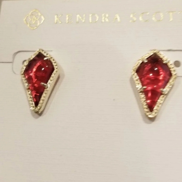 Custom Kendra Scott Stud Earrings Berry Red Gold - Picture 7 of 13